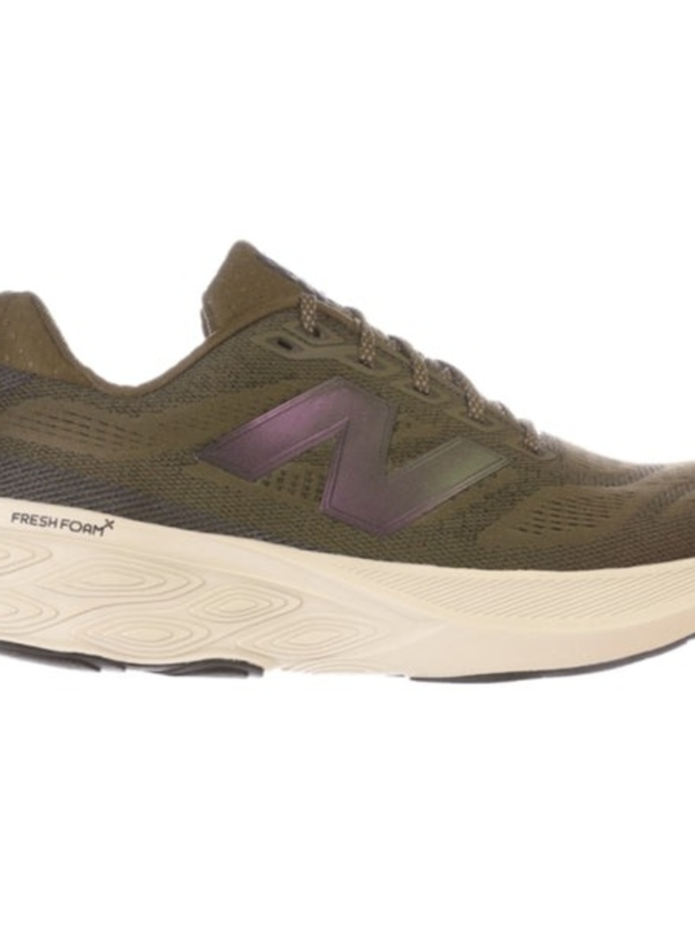 New Balance Olive Green Fresh Foam Running Sneaker with Iridescent Logo